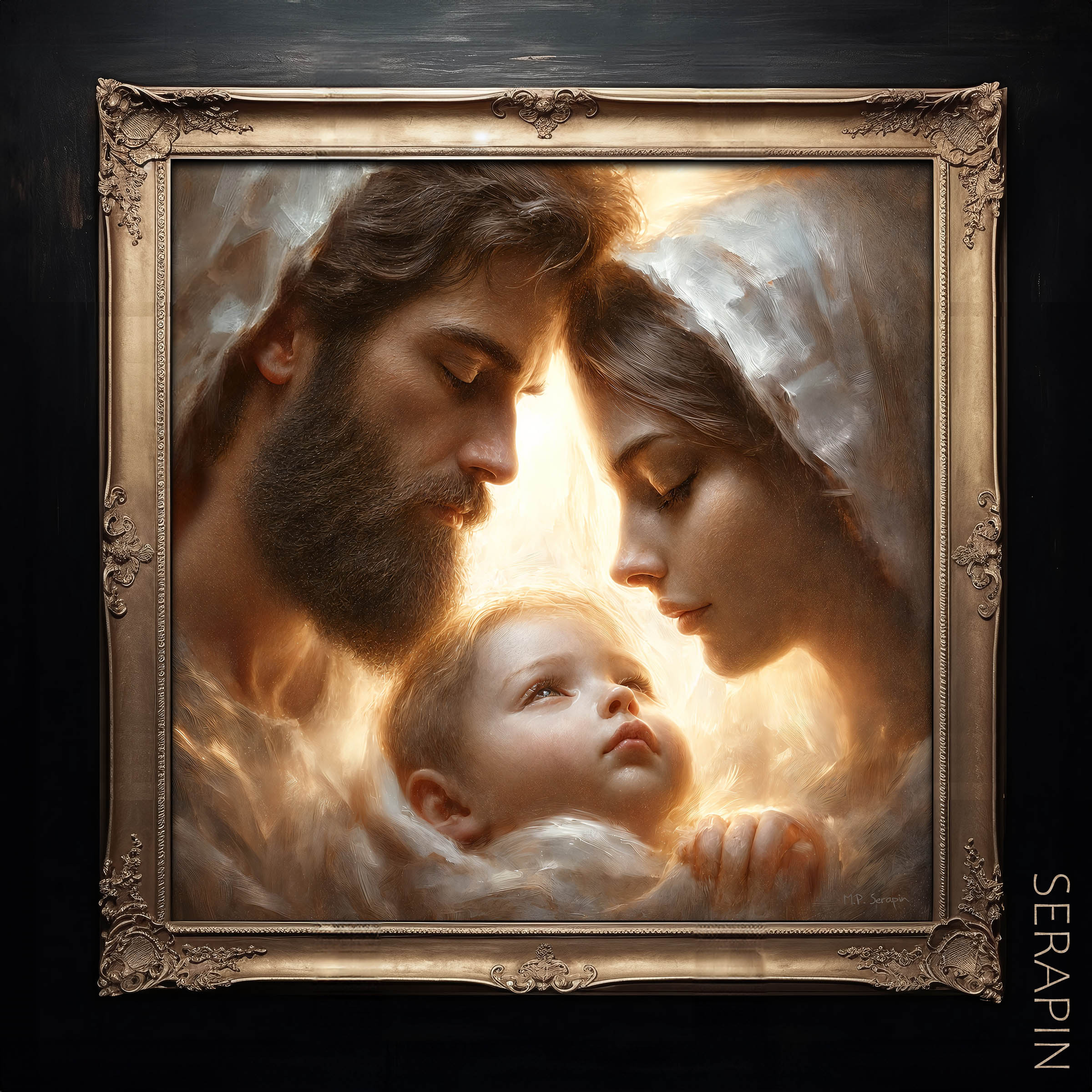 Holy Family 3 — original Catholic art by M.P. Serapin