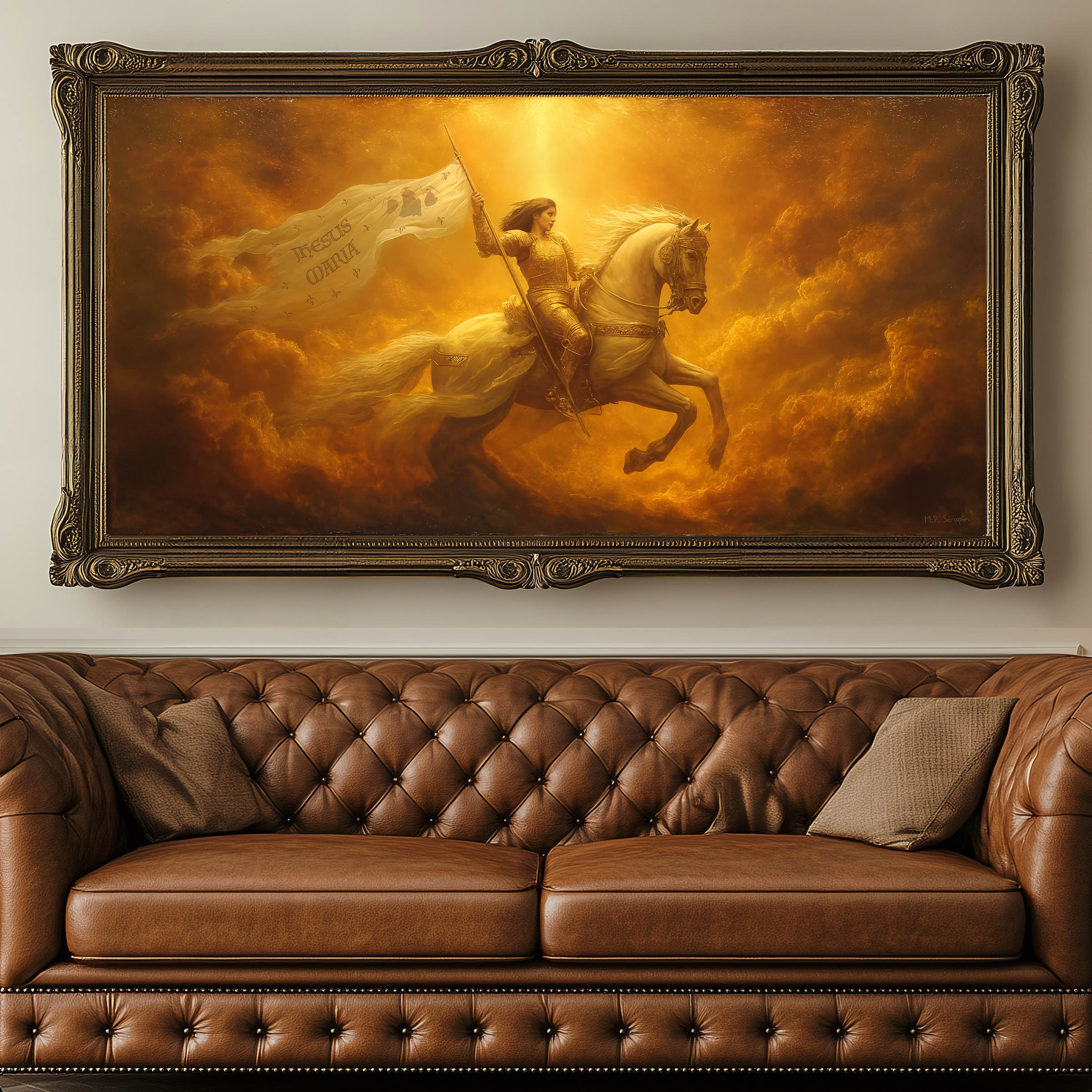 Joan of Arc - Landscape — original Catholic art by M.P. Serapin