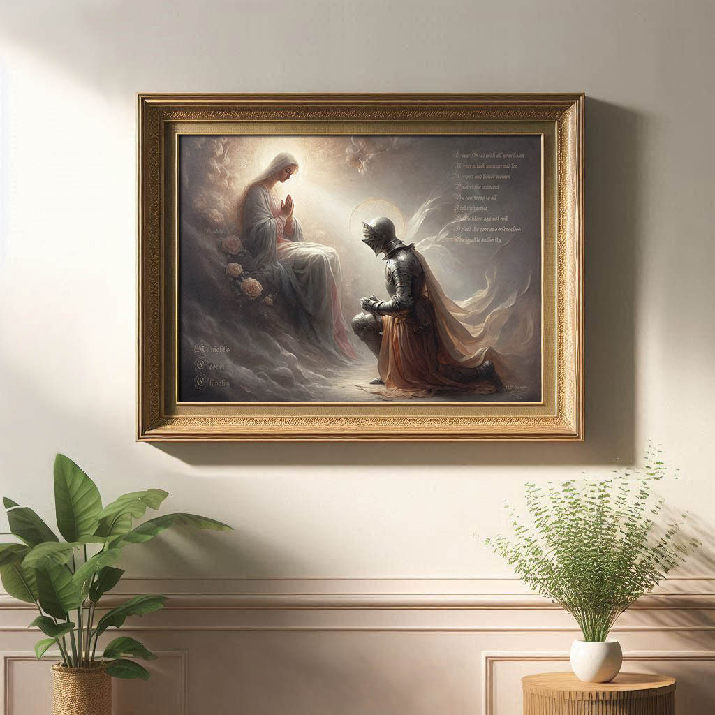 Knights Code of Chivalry — original Catholic art by M.P. Serapin