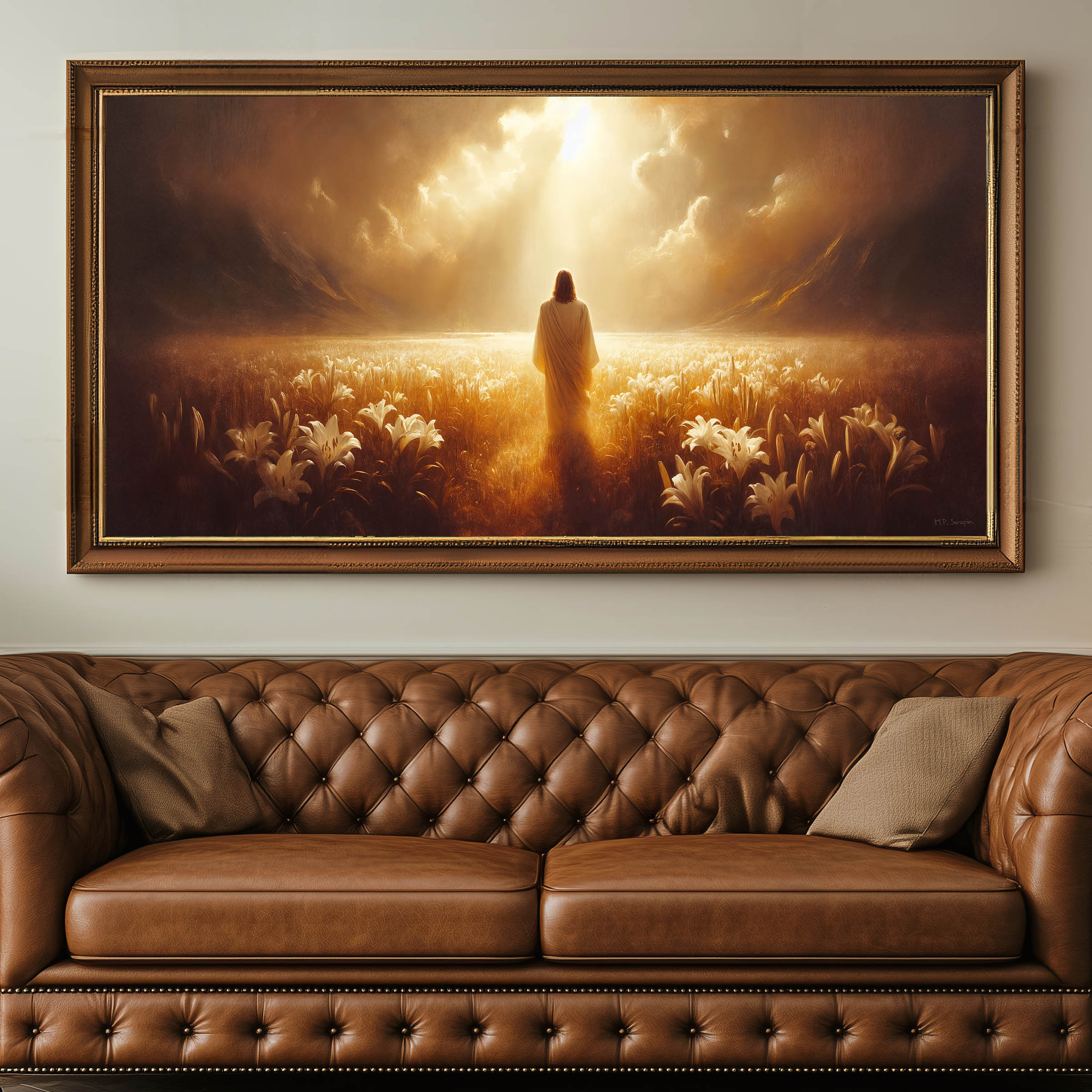 Lilies of the Field — original Catholic art by M.P. Serapin