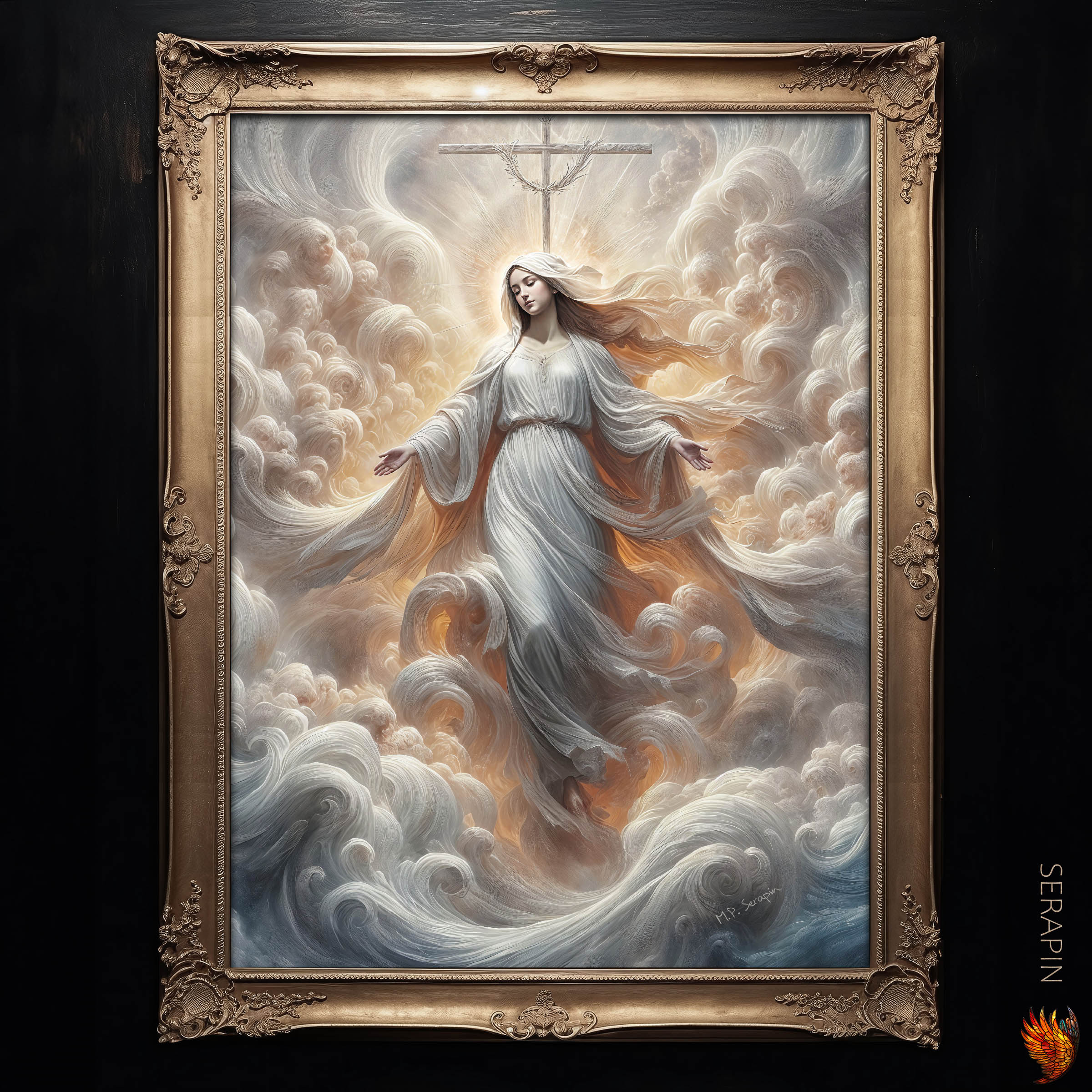 Mediatrix of All Grace — original Catholic art by M.P. Serapin