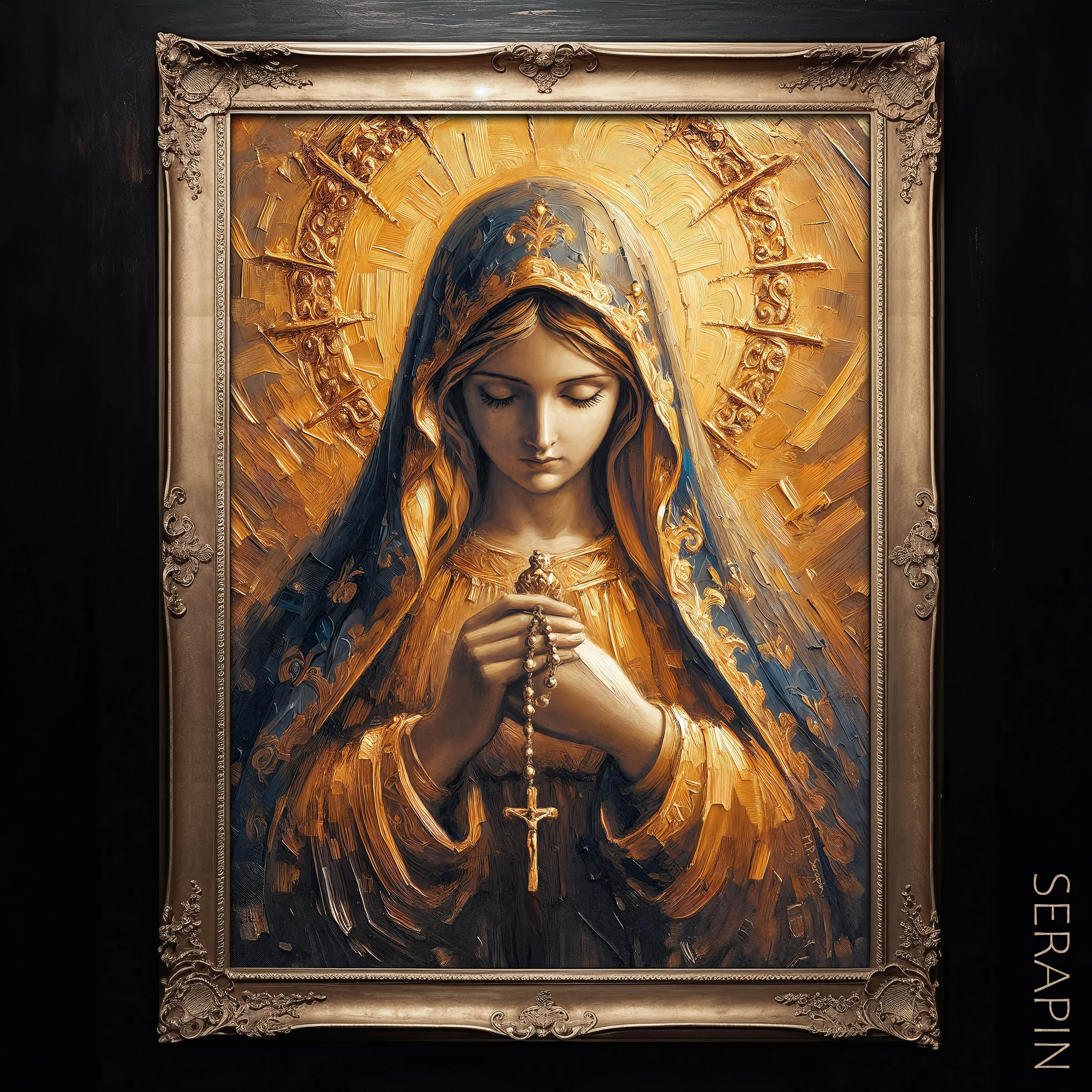 Our Lady of the Holy Rosary - Impasto — original Catholic art by M.P. Serapin
