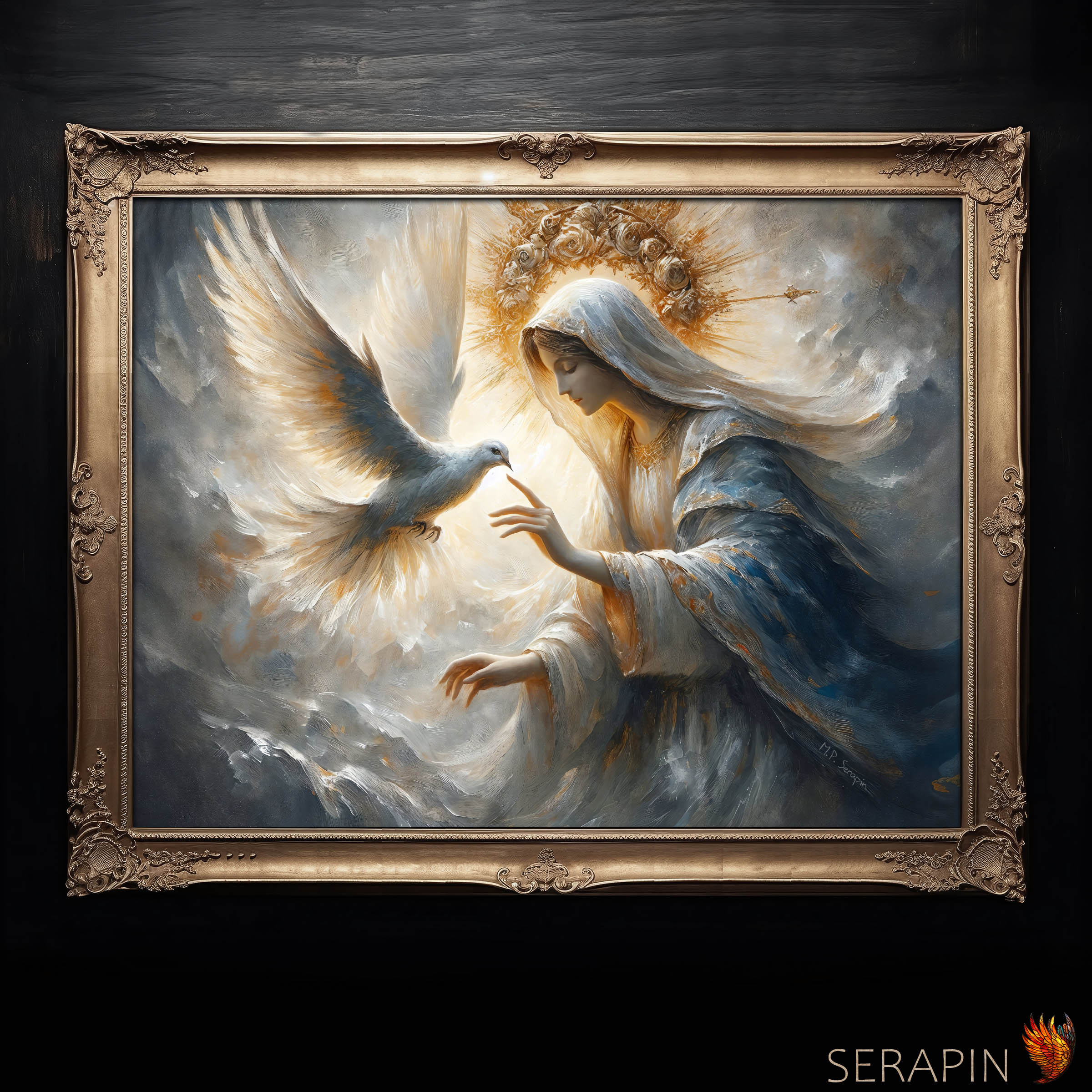 Spouse of the Holy Spirit - Dove — original Catholic art by M.P. Serapin